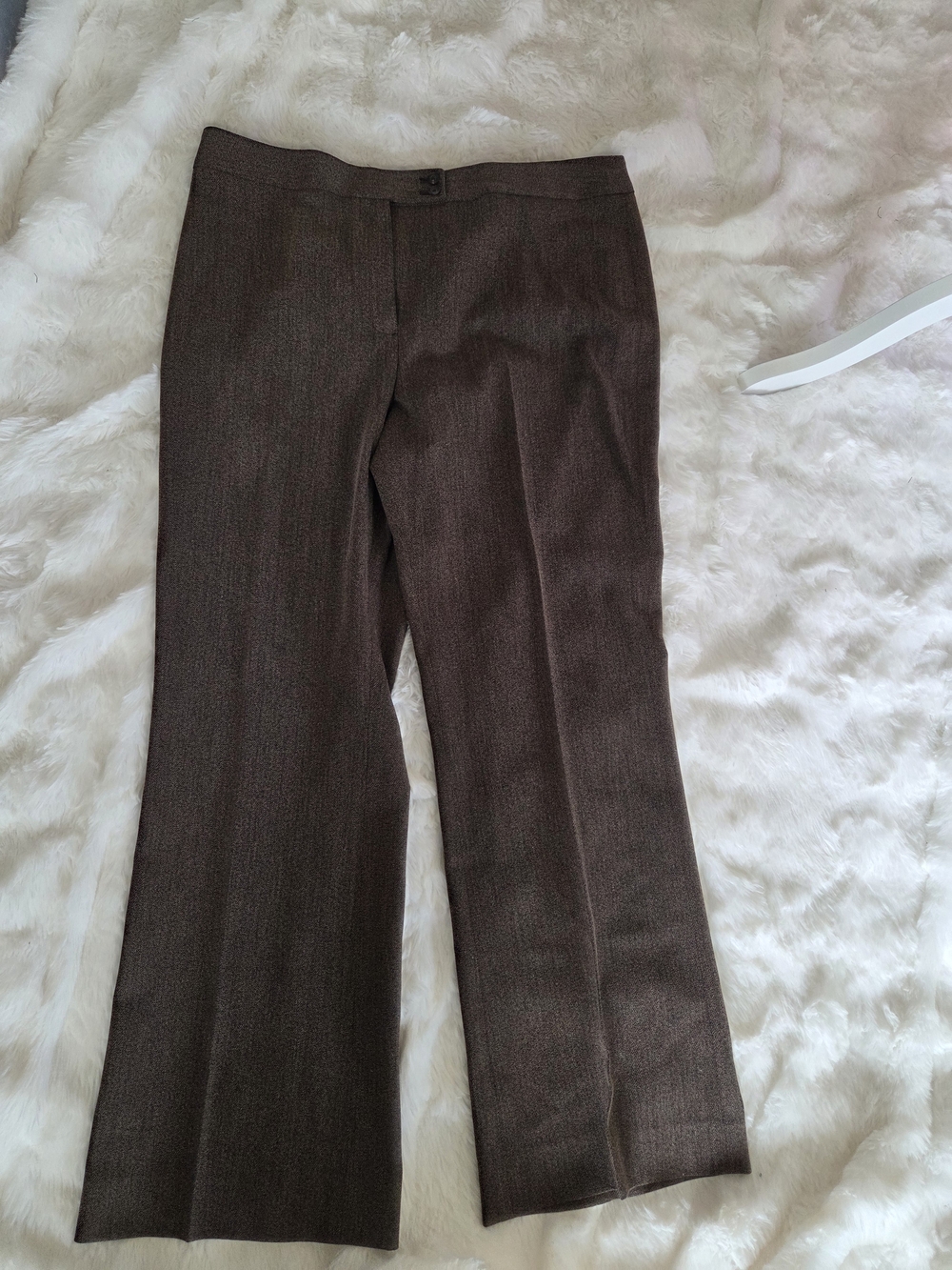 Jones New York Signature Petite Brown Stretch Flare Dress Pants
